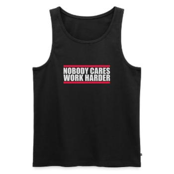 nobody cares work harder - Men's Premium Organic Tank Top - black - Front - AI Model Male 178 light (178cm)