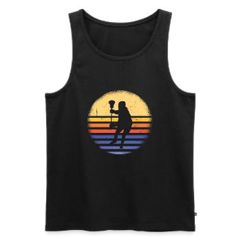 Sport Retro Sunset Lacrosse - Männer Premium Bio Tank Top - Schwarz - Vorne - Michal (187cm)