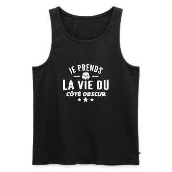 je prends la vie du côté obscur / humour Darkside - Débardeur bio Premium Homme - noir - Devant - Michal (187cm)