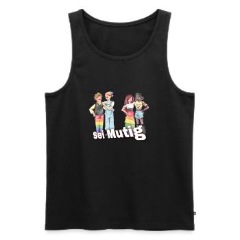 ,,Sei Mutig" LGBTQ - Männer Premium Bio Tank Top - Schwarz - Vorne - AI Model Male 178 light (178cm)