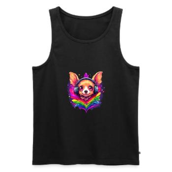 Drapeau arc-en-ciel Chihuahua Pride Dog Colorful Love - Débardeur bio Premium Homme - noir - Devant - Michal (187cm)