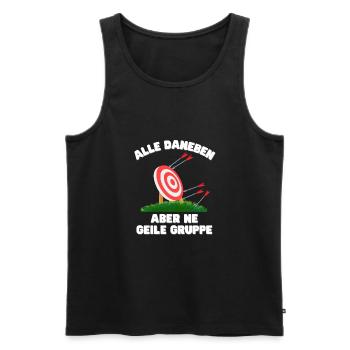 Lustiger Spruch Bogenschießen Gruppe Bogensport - Männer Premium Bio Tank Top - Schwarz - Vorne - AI Model Male 178 light (178cm)