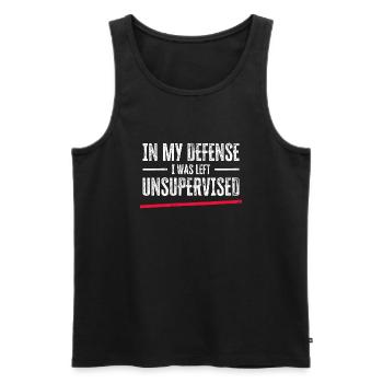 In My Defense I Was Left Unsupervised - Men's Premium Organic Tank Top - black - Front - Michal (187cm)
