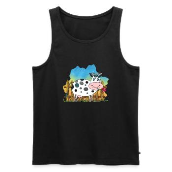 Cow - Men's Premium Organic Tank Top - black - Front - Michal (187cm)