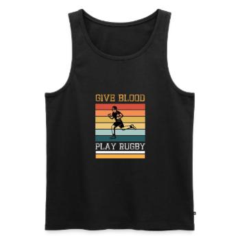 Give Blood Rugby Spieler lustiger Spruch Rugby - Männer Premium Bio Tank Top - Schwarz - Vorne - Michal (187cm)