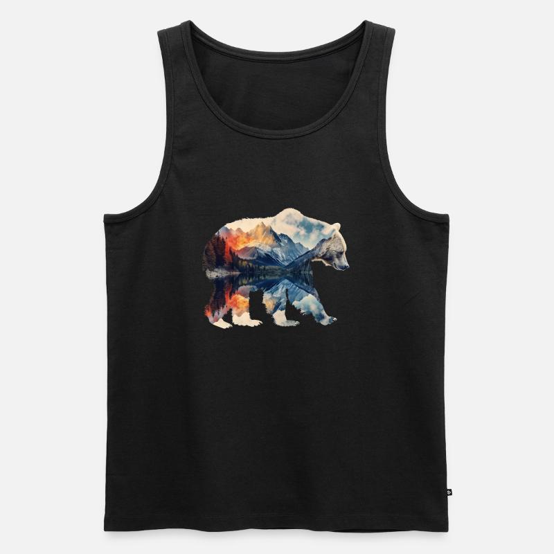 Bär mit Doppelbelichtung - Männer Premium Bio Tank Top - Schwarz