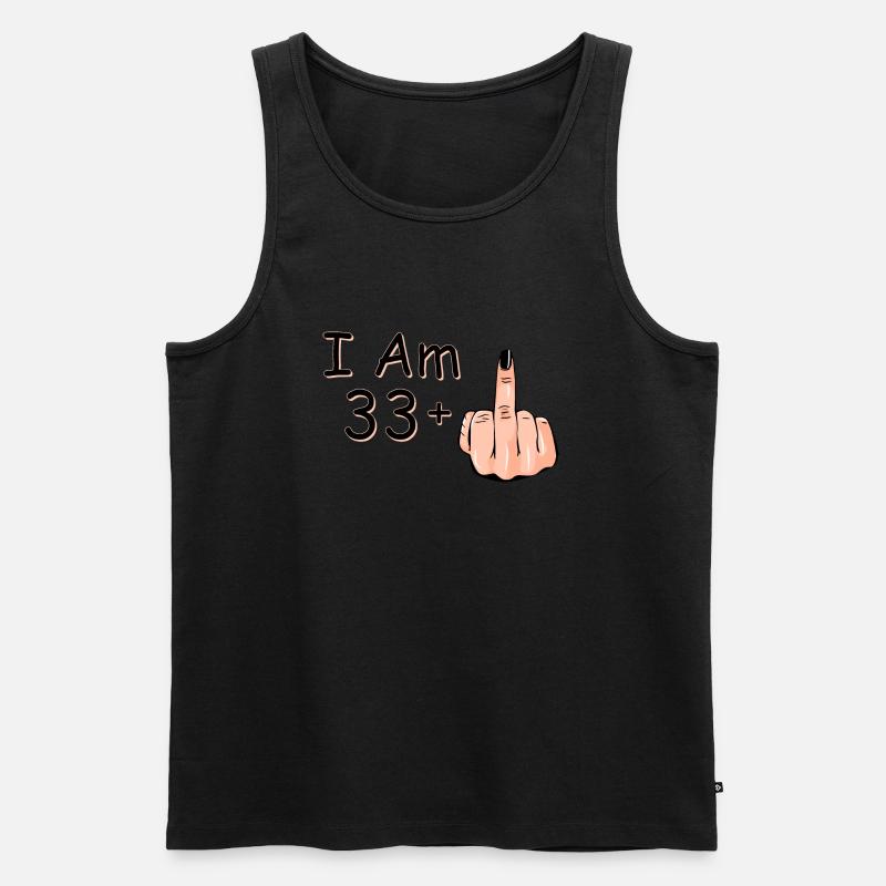 Ich bin 33 + 1 Mittelfinger Hemd Ich bin 33 plus, - Männer Premium Bio Tank Top - Schwarz