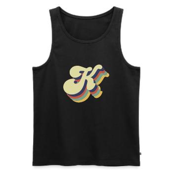 Retro K Letter - Men's Premium Organic Tank Top - black - Front - Michal (187cm)