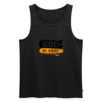 God is good - Men's Premium Organic Tank Top - black - Front - AI Model Male 178 light (178cm)
