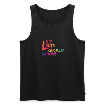 Die Leute gucken schon! - Männer Premium Bio Tank Top - Schwarz - Vorne - Michal (187cm)