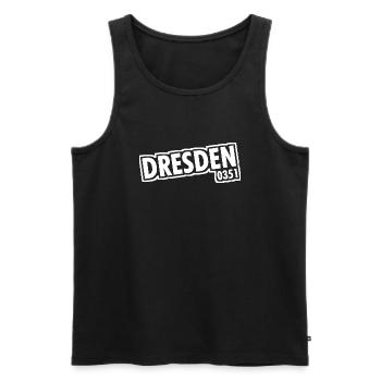 Dresde - 0351 - Indicatif régional - Saxe - Débardeur bio Premium Homme - noir - Devant - AI Model Male 178 light (178cm)