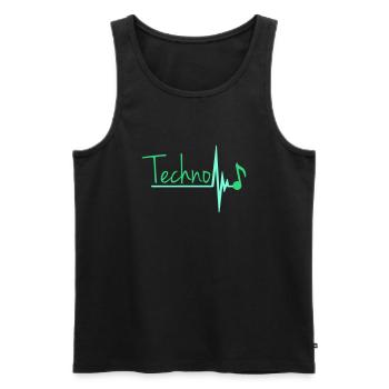 Techno Musik Buchstaben Musiknote Puls Herzschlag - Männer Premium Bio Tank Top - Schwarz - Vorne - AI Model Male 178 light (178cm)