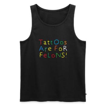 Les tatouages sont pour les criminels Illustration tatouée - Débardeur bio Premium Homme - noir - Devant - Michal (187cm)