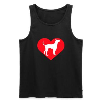Grand Chien Coeur Amour Symbole Silhouette Contour - Débardeur bio Premium Homme - noir - Devant - Michal (187cm)