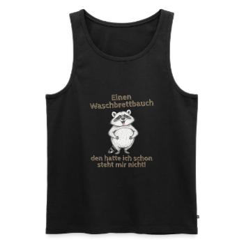 Dicker Waschbär lustiger Spruch Waschbrettbauch - Männer Premium Bio Tank Top - Schwarz - Vorne - AI Model Male 178 light (178cm)