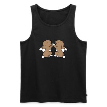 2 Bunnies Best Friends Team Hands Holding Happy - Men's Premium Organic Tank Top - black - Front - AI Model Male 178 light (178cm)