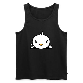 Bird evil middle finger showing bad boy behind fence - Men's Premium Organic Tank Top - black - Front - AI Model Male 178 light (178cm)