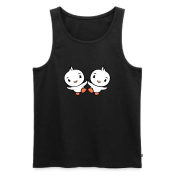 2 Enten Freunde glücklich süß niedlich freundlich - Männer Premium Bio Tank Top - Schwarz - Vorne - Michal (187cm)