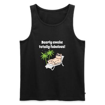 Bear in sunglasses chilling in deck chair palm trees - Men's Premium Organic Tank Top - black - Front - Michal (187cm)