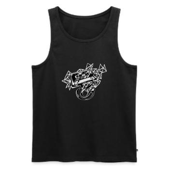 Retro Kassette - Männer Premium Bio Tank Top - Schwarz - Vorne - Michal (187cm)