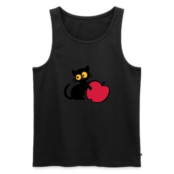 Kätzchen mit Apfel - Männer Premium Bio Tank Top - Schwarz - Vorne - AI Model Male 178 light (178cm)