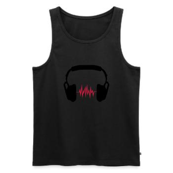 headphones - Men's Premium Organic Tank Top - black - Front - Michal (187cm)