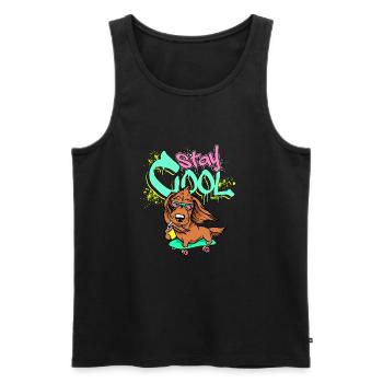 Stay Cool! - Men's Premium Organic Tank Top - black - Front - Michal (187cm)