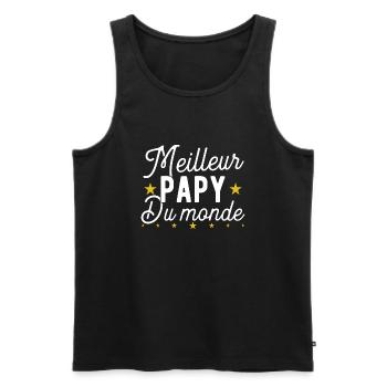 Meilleur papy du monde cadeau humour - Débardeur bio Premium Homme - noir - Devant - Michal (187cm)