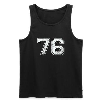 76 in white in the used look - Men's Premium Organic Tank Top - black - Front - Michal (187cm)