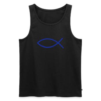 jesus fisch - Männer Premium Bio Tank Top - Schwarz - Vorne - Michal (187cm)