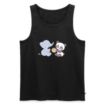 Elephant and Panda playing with ball - Débardeur bio Premium Homme - noir - Devant - Michal (187cm)