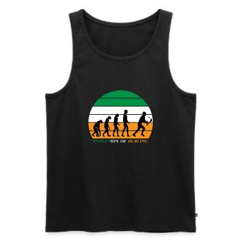 The Evolution of Hurling - Men's Premium Organic Tank Top - black - Front - AI Model Male 178 light (178cm)