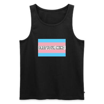 Trans Pride BEFREIEN SIE IHREN GEIST - Männer Premium Bio Tank Top - Schwarz - Vorne - AI Model Male 178 light (178cm)