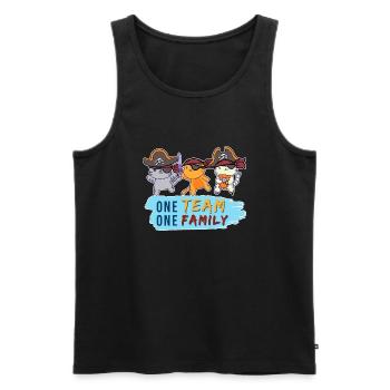 équipe famille chat pirate enterrement de vie de jeune fille motard - Débardeur bio Premium Homme - noir - Devant - AI Model Male 178 light (178cm)