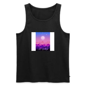 Dessein - Magnifique coucher de soleil. - Débardeur bio Premium Homme - noir - Devant - Michal (187cm)