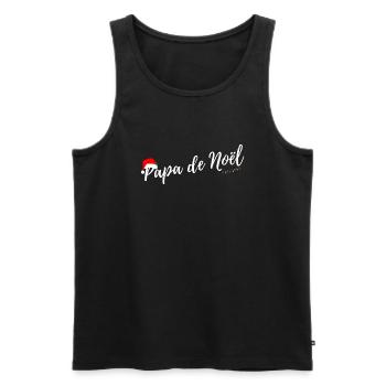 Papa de Noël cadeau papa père - Débardeur bio Premium Homme - noir - Devant - Michal (187cm)