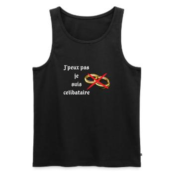 je peux pas je suis celibataire - Débardeur bio Premium Homme - noir - Devant - Michal (187cm)