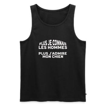 Plus je connais les hommes plus j admire mon chien - Débardeur bio Premium Homme - noir - Devant - Michal (187cm)