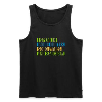speak lyrics and sarcasm - Men's Premium Organic Tank Top - black - Front - AI Model Male 178 light (178cm)