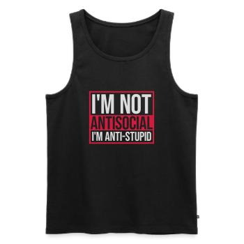 not antisocial anti stupid - Männer Premium Bio Tank Top - Schwarz - Vorne - AI Model Male 178 light (178cm)