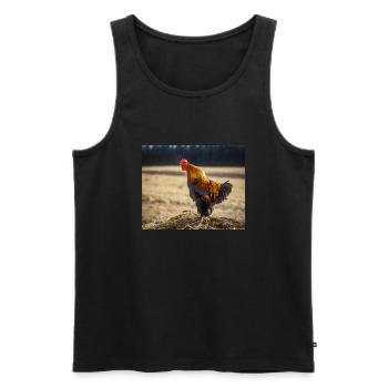 Henne auf dem Misthaufen - Männer Premium Bio Tank Top - Schwarz - Vorne - AI Model Male 178 light (178cm)