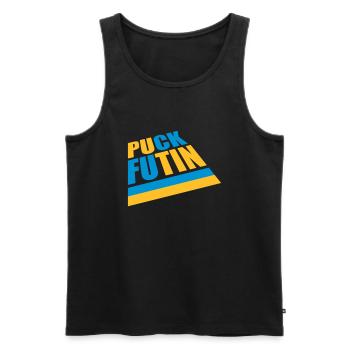 Conception du logo Puck Futin - Débardeur bio Premium Homme - noir - Devant - AI Model Male 178 light (178cm)