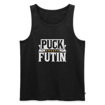 Conception du logo Puck Futin - Débardeur bio Premium Homme - noir - Devant - AI Model Male 178 light (178cm)