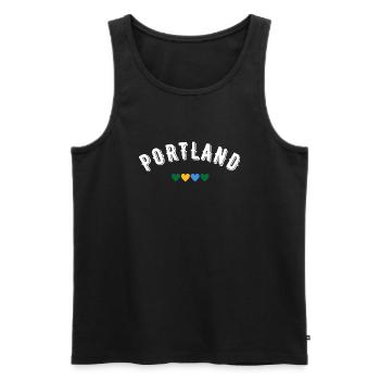 Portland - Männer Premium Bio Tank Top - Schwarz - Vorne - AI Model Male 178 light (178cm)