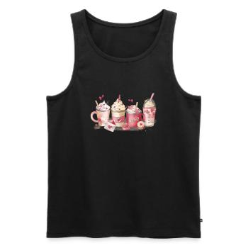 Café gourmand - Débardeur bio Premium Homme - noir - Devant - AI Model Male 178 light (178cm)