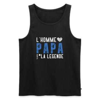 Papa, Homme, Mythe, Légende - Cadeau papa - Débardeur bio Premium Homme - noir - Devant - Michal (187cm)