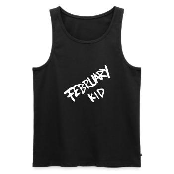 February Kid - Né en février - Débardeur bio Premium Homme - noir - Devant - AI Model Male 178 light (178cm)