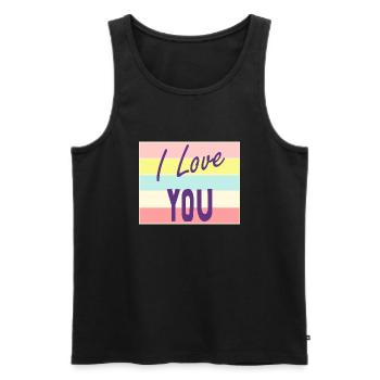 SAINT VALENTIN. EVJF. JE T'AIME. I LOVE YOU. AMOUR - Débardeur bio Premium Homme - noir - Devant - Michal (187cm)
