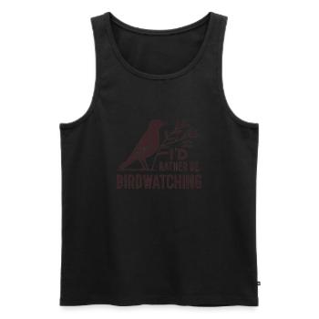 Slogan "Ich beobachte lieber die Vögel" - Männer Premium Bio Tank Top - Schwarz - Vorne - Michal (187cm)