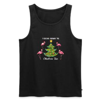 Flamingo Flocking Around Christmas Tree - Men's Premium Organic Tank Top - black - Front - AI Model Male 178 light (178cm)